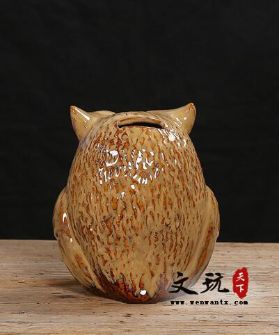 陶瓷工艺品窑变釉猫头鹰储钱罐 创意家居礼品-4