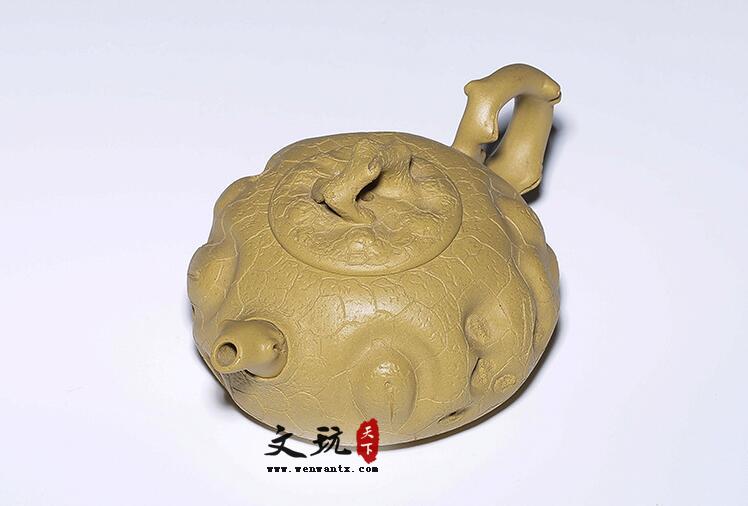 宜兴紫砂壶 纯全手工花货茶壶黄金段泥树段供春壶精品茶壶-3