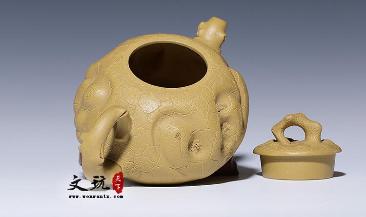 宜兴紫砂壶 纯全手工花货茶壶黄金段泥树段供春壶精品茶壶-8