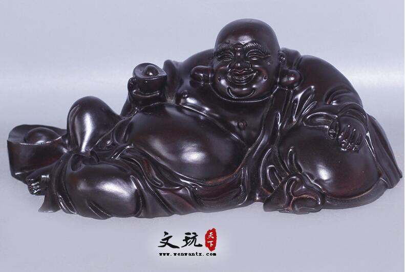 黑檀木雕刻工艺礼品 坐布袋弥勒笑佛17*12*7.5cm-1