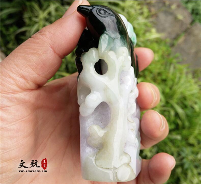 正宗天然翡翠海底世界海豚海草精美摆件饰品，礼品-7