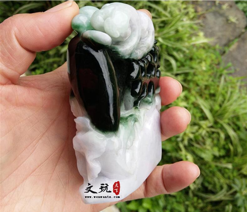 正宗天然翡翠海底世界海豚海草精美摆件饰品，礼品-8