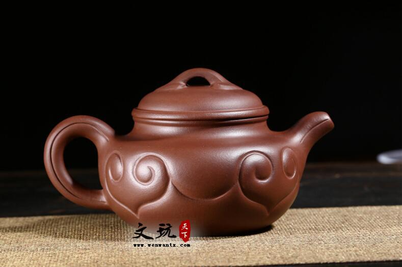 宜兴名家精品陈腐30年老紫泥仿古如意茶壶-1