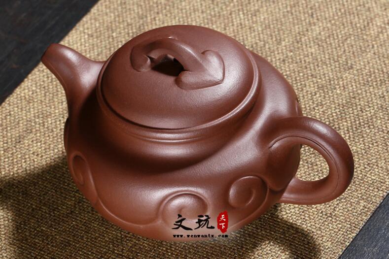 宜兴名家精品陈腐30年老紫泥仿古如意茶壶-3