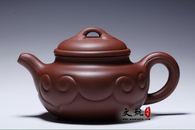 宜兴名家精品陈腐30年老紫泥仿古如意茶壶-7