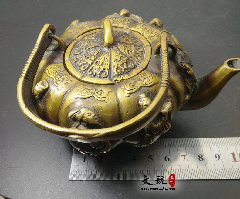 仿古铜器纯铜八仙水壶摆件酒壶茶壶装饰工艺礼品古玩收藏品-6