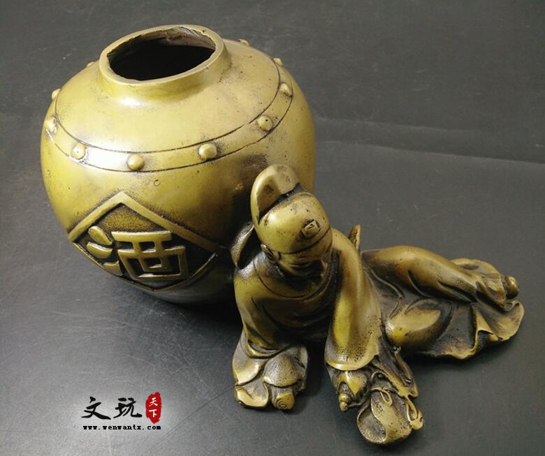 纯铜斑铜李白醉酒 家居摆件铜器特色工艺品创意礼品酒仙酒鬼-4