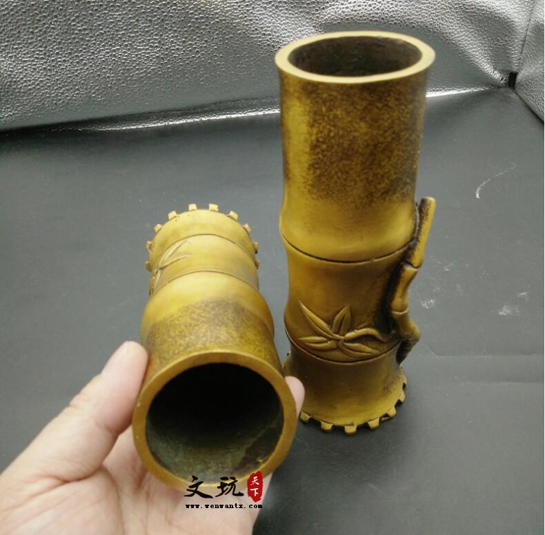 仿古纯铜大号竹节香筒 摆件佛堂用品古玩铜器收藏装饰礼品-1