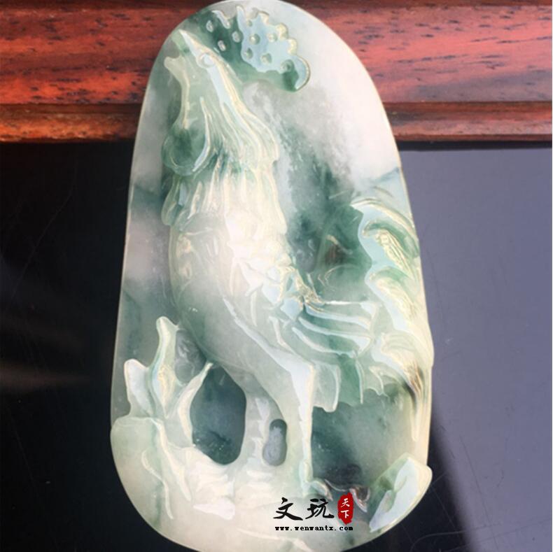 天然翡翠玉A货飘绿吉祥如意挂饰吊坠-4