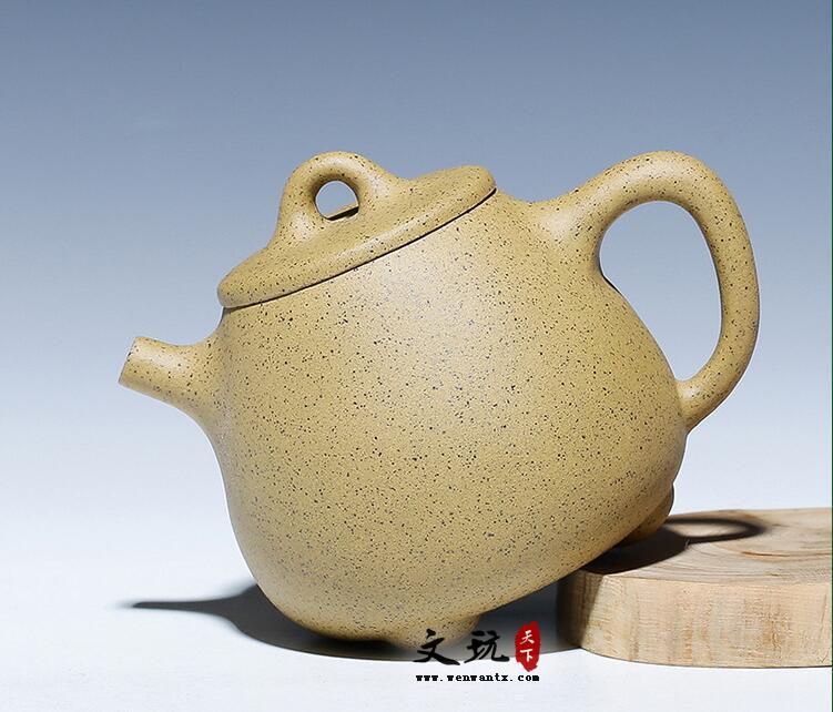 宜兴原矿正品全手工紫砂茶壶茶具芝麻段泥高石瓢壶-2