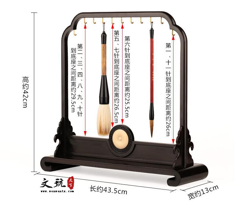 红木笔挂木质工艺品毛笔架 文房创意礼品礼盒包装笔架-7