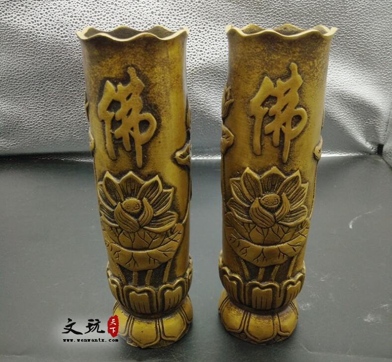 仿古纯铜大号莲花佛字香筒摆件佛堂用品-1