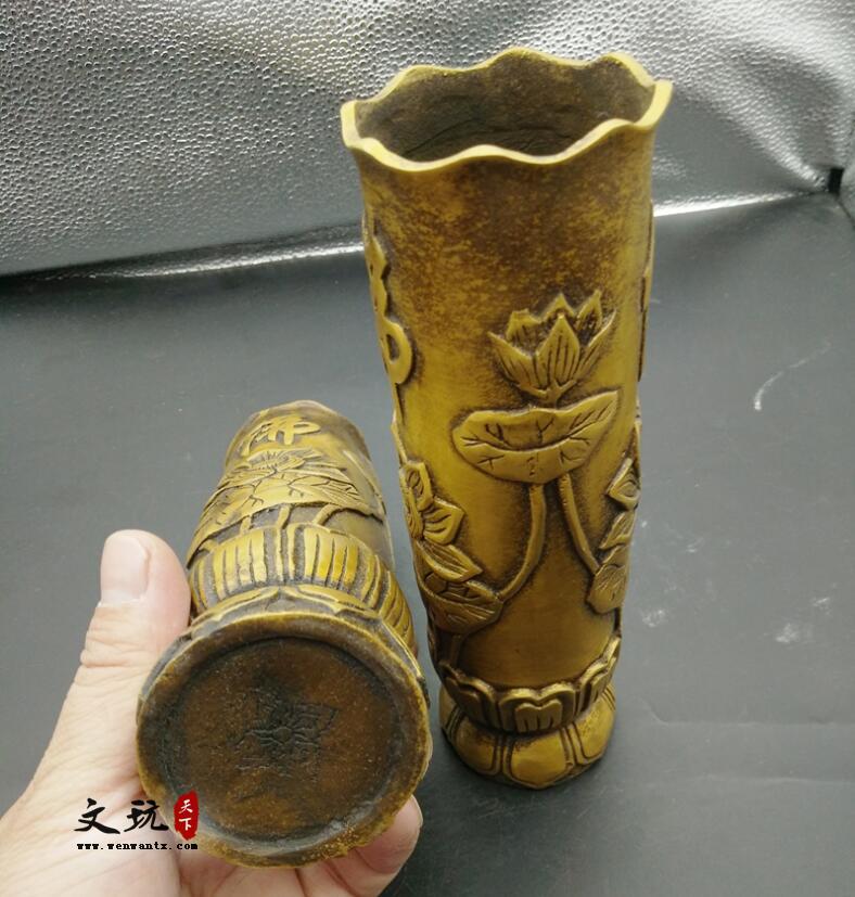 仿古纯铜大号莲花佛字香筒摆件佛堂用品-2