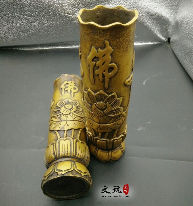 仿古纯铜大号莲花佛字香筒摆件佛堂用品-4