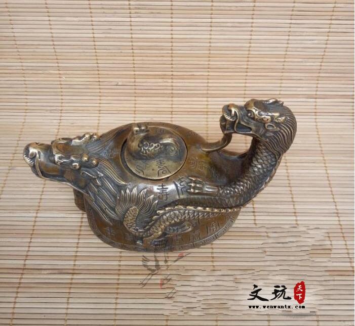 仿古纯铜百寿龙龟壶摆件水壶茶壶铜器工艺品-2