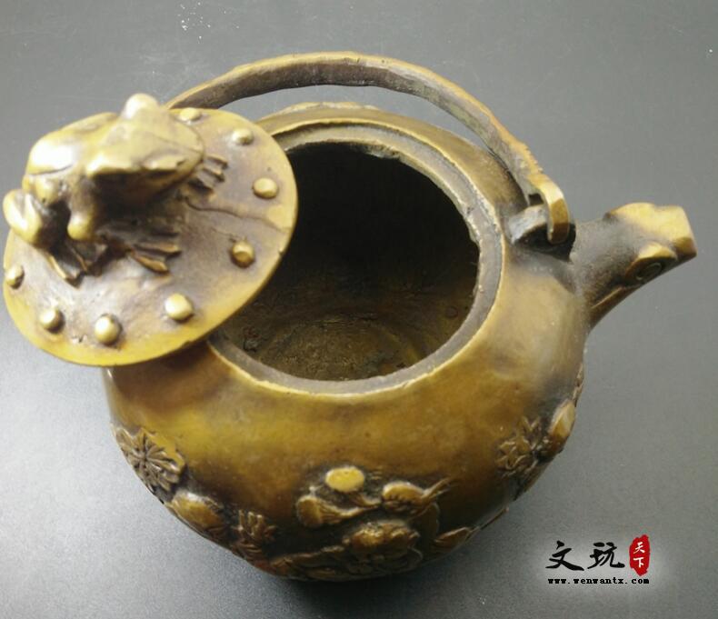 仿古铜器纯铜五子夺莲水壶摆件酒壶茶壶装饰工艺礼品-3