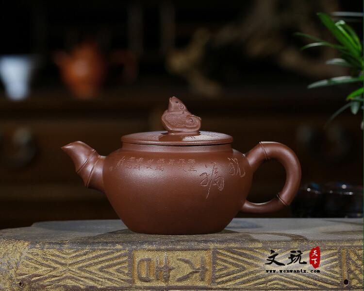 宜兴紫砂壶全手工原矿紫泥祝福蝙蝠壶茶壶-1