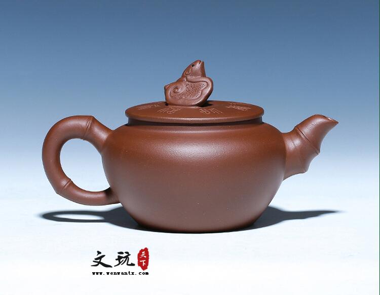 宜兴紫砂壶全手工原矿紫泥祝福蝙蝠壶茶壶-7