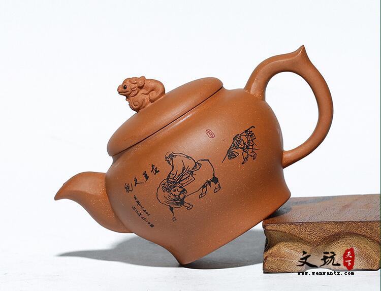 宜兴原矿降坡泥牧牛壶紫砂茶壶茶具-3