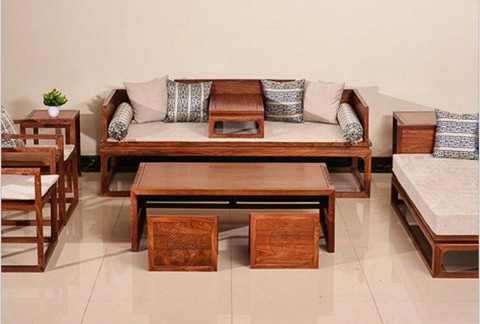 刺猬紫檀禅意沙发11件套新中式简约贵妃沙发 中式红木沙发
