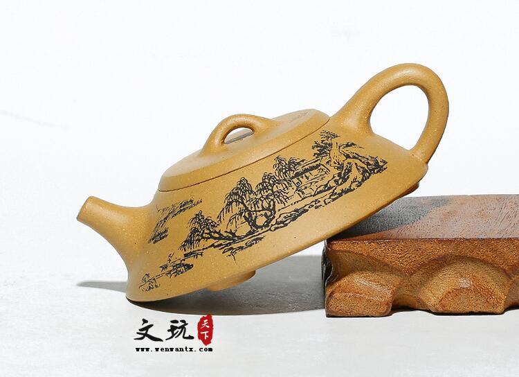 宜兴原矿段泥山水扁石瓢壶茶壶茶具正品-2