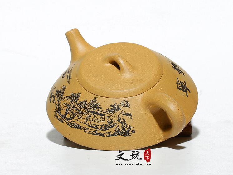 宜兴原矿段泥山水扁石瓢壶茶壶茶具正品-3