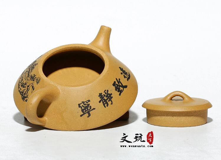 宜兴原矿段泥山水扁石瓢壶茶壶茶具正品-6